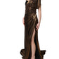Bronze Asymmetrical Draping OneShoulder Dress