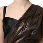 Bronze Asymmetrical Draping OneShoulder Dress
