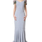 Light Blue Hydrangea Embellished Cap Sleeve Dress