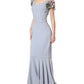 Light Blue Hydrangea Embellished Cap Sleeve Dress