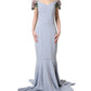 Light Blue Hydrangea Embellished Cap Sleeve Dress