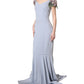 Light Blue Hydrangea Embellished Cap Sleeve Dress