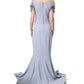 Light Blue Hydrangea Embellished Cap Sleeve Dress