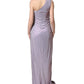 Purple Crystal OneShoulder EveningGown Dress