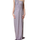 Purple Crystal OneShoulder EveningGown Dress