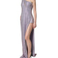 Purple Crystal OneShoulder EveningGown Dress