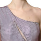 Purple Crystal OneShoulder EveningGown Dress