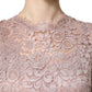 Pink Lace Long Sleeves Evening Gown Dress