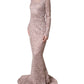 Pink Lace Long Sleeves Evening Gown Dress