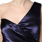 Navy Blue One Shoulder Evening Gown Dress