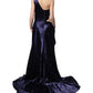 Navy Blue One Shoulder Evening Gown Dress