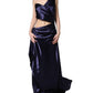 Navy Blue One Shoulder Evening Gown Dress