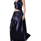 Navy Blue One Shoulder Evening Gown Dress