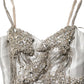 Silver Crystal Embellished EveningGown Dress