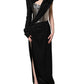 Black Silver OneShoulder Cocktail Gown Dress