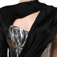 Black Silver OneShoulder Cocktail Gown Dress