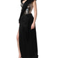 Black Silver OneShoulder Cocktail Gown Dress