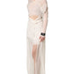 White Silk Sheer Draped Long Gown Dress