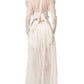 White Silk Sheer Draped Long Gown Dress