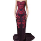 Purple Silk Crystal Strapless Floor Length Gown Dress