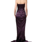 Purple Silk Crystal Strapless Floor Length Gown Dress