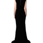 Black Viscose Velvet Floor Length Gown Dress