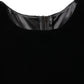 Black Viscose Velvet Floor Length Gown Dress