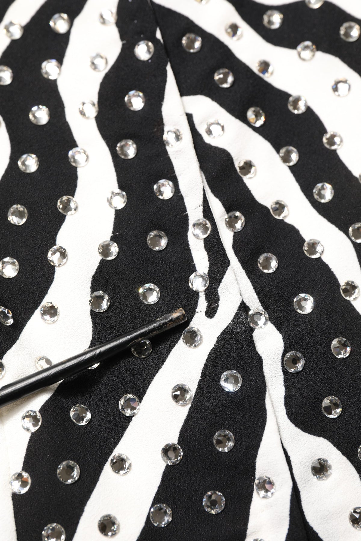 Black White Zebra Crystal Embellished Dress