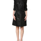 Black Floral Jacquard Flared A-line Dress