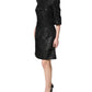 Black Floral Jacquard Flared A-line Dress