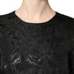 Black Floral Jacquard Flared A-line Dress
