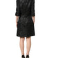 Black Floral Jacquard Flared A-line Dress