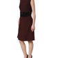 Maroon Lace Sleeveless Knee Length Dress