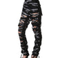 Black Logo Tape Cut Out Skinny High Waist Pants