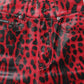 Red Leopard Skinny High Waist Denim Jeans