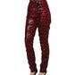 Red Leopard Skinny High Waist Denim Jeans
