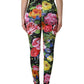 Multicolor Floral Stretch Jersey Leggings Pants