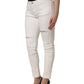 White Tattered Skinny Cotton Denim Jeans