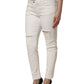 White Tattered Skinny Cotton Denim Jeans