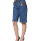 Blue Cotton Embellished BermudaDenim Shorts