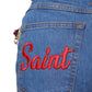 Blue Cotton Embellished BermudaDenim Shorts