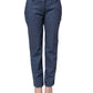 Blue Polka Dotted Slim Fit Capri Denim Jeans