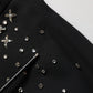 Black Crystal Embellished High Slit Skirt
