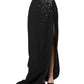 Black Crystal Embellished High Slit Skirt