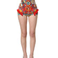 Multicolor Brocade Jewelled High Waist Hotpants Skirt