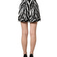 Black White Zebra Print Cotton High Waist Shorts