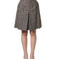 Brown Tweed Kick Pleat High Waist Mini Skirt