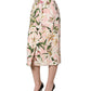 Pink Lilium Print High Waist Pencil Skirt