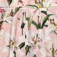 Pink Lilium Print High Waist Pencil Skirt