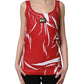 Red White Abstract Cotton Sleeveless Tank Top
